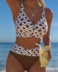 Bikini de dos piezas con corte de sujetador y patrón de diamante