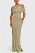 Barbara Vestido Maxi de Punto Off-Shoulder