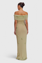 Barbara Vestido Maxi de Punto Off-Shoulder