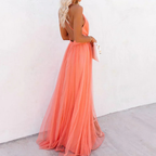 Marina | Vestido largo en color coral