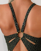 Bañador Sexy de Leopardo Sin Espalda de Una Pieza