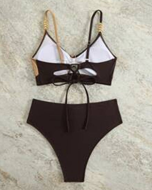 Bañador de Cintura Alta Sexy con Sujetador Triangular