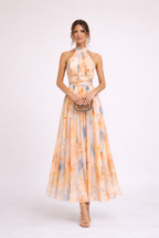 CAMILA - Vestido halter en tonos acuarela