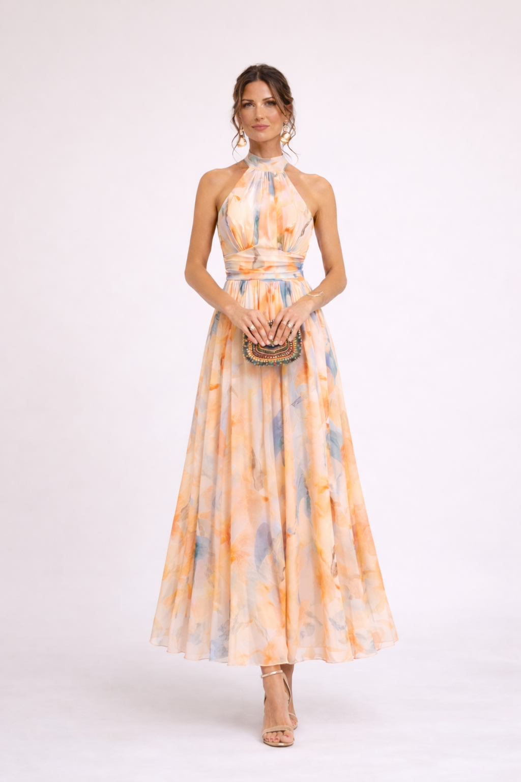 CAMILA - Vestido halter en tonos acuarela