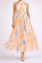 CAMILA - Vestido halter en tonos acuarela