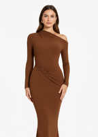 Brown - VESTIDO LARGO BRONCE BRILLANTE