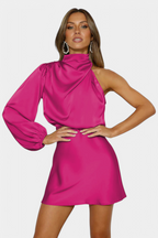 Mara Vestido Mini Drapado de Un Hombro