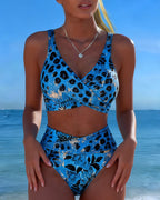 Bikini Estilo Casual con Estampado de Leopardo