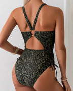 Bañador Sexy de Leopardo Sin Espalda de Una Pieza