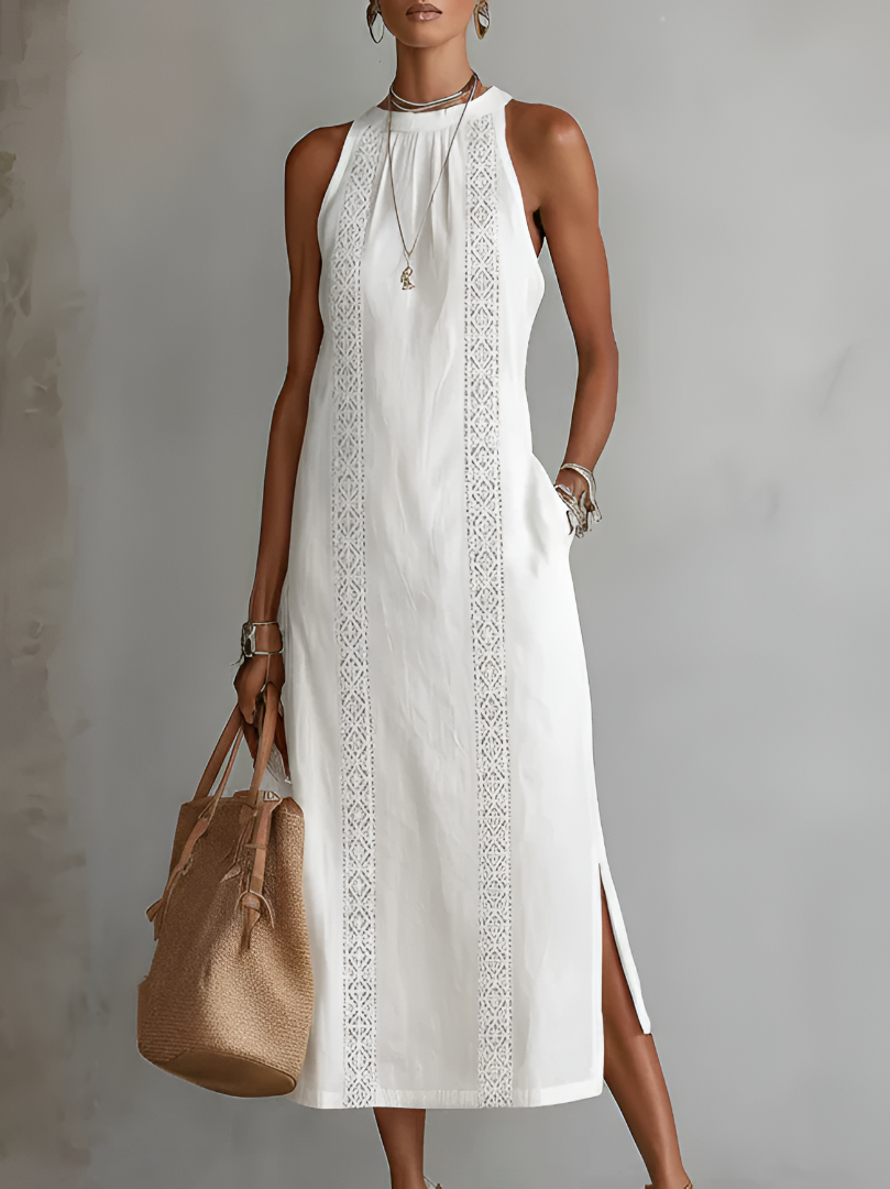 Irene | Vestido ibicenco blanco con encaje