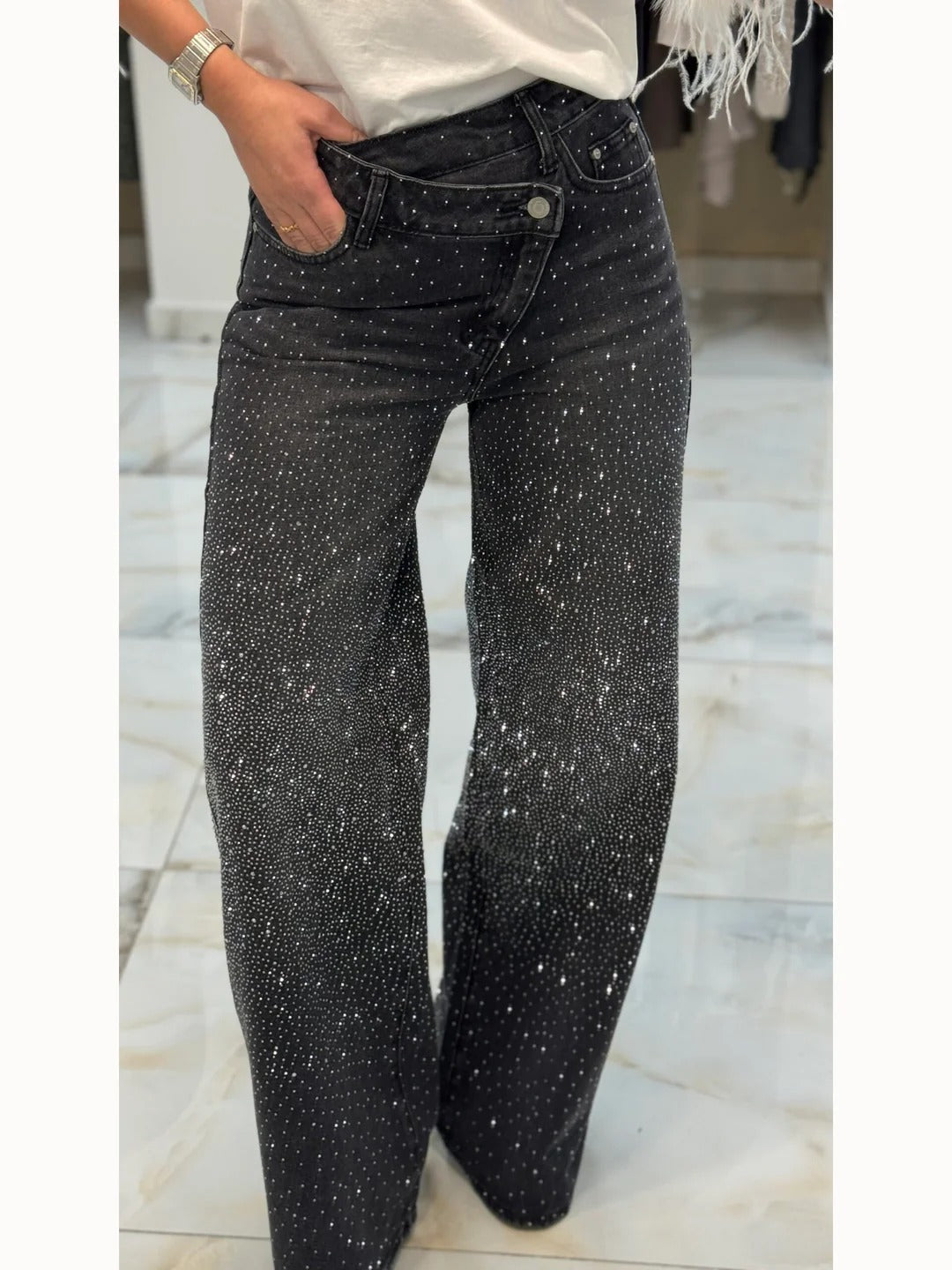 Malena | Jeans con detalles de brillantes