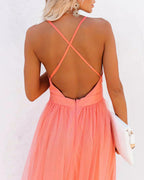 Marina | Vestido largo en color coral